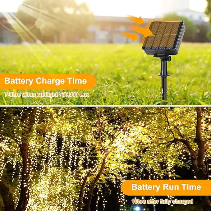 Extra-long 288FT 800LED Solar Fairy String Lights, 4-Pack 72FT 200 LED Outdoor Twinkle Lights Waterproof, 8 Lighting Modes, Warm White Copper Wire Lights for Deck Backyard Tree Garden Fence Pool Party by GreenHaven Gardens