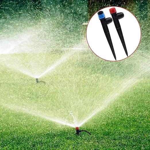 50 PCS Quick-Connect Drip Irrigation Emitters with Adjustable Water Flow - Sprayer for 1/4 inch Irrigation Tubing - 360 Degree Sprayer Perfect for Irrigation System Watering Kit(Red & Blue) by GreenHaven Gardens