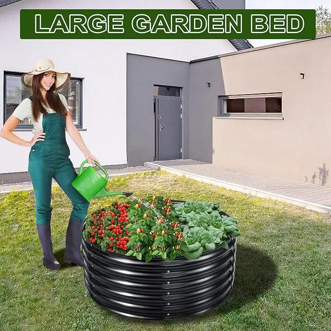 EDOSTORY 17" Tall, 42" Round Metal Raised Bed Garden Bed Kit, Galvanized Planter Raised Garden Boxes Outdoor, Large Metal Raised Garden Beds for Vegetables, Flowers, Herbs by GreenHaven Gardens
