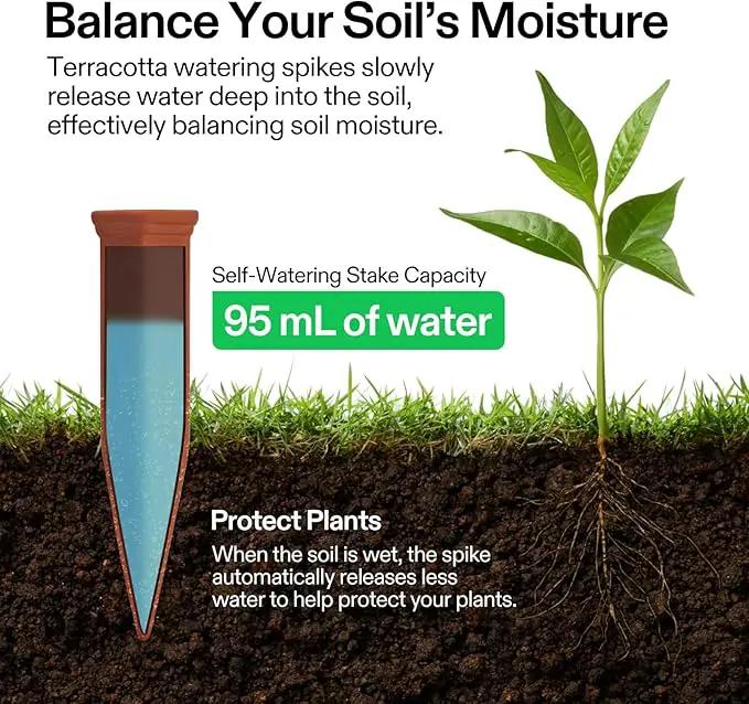 VIVOSUN 10Pcs Self-Watering Spikes, 7 Inch Hexagonal Terracotta Watering Stakes, Auto-Water Device, Planter Insert for Indoor & Outdoor Potted Plants, 10-Pack by GreenHaven Gardens