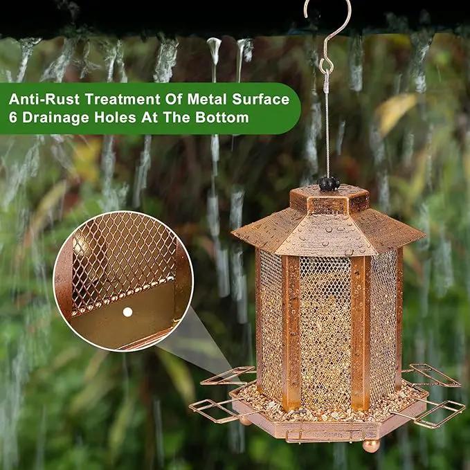 Lantern-Shaped Metal Bird Feeder for Outdoor Hanging, 3.5LB Large Capacity, Garden Decoration - Attracts Wild Birds, Durable Outdoor Bird Feeding Station for Garden Yard Outside Backyard by GreenHaven Gardens