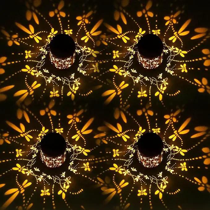 Mothers Day Gifts, Dragonfly Solar Lanterns Outdoor Hanging, Hollowed-Out Metal Waterproof LED Garden Decor Light for Patio Yard Pathway Lawn Front Porch Tree, Birthday Gifts for Women Mom Grandma by GreenHaven Gardens