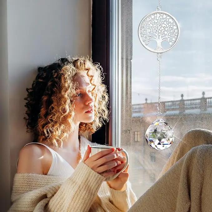 Memorial Gifts for Loss of Loved One, Unique Sympathy Gift Idea Crystal Ball Window Suncatcher, Rainbow Bereavement Grief Gift Box for Loss of Mom Grangma Son Daughter Friend Dog, Tree of Life by GreenHaven Gardens