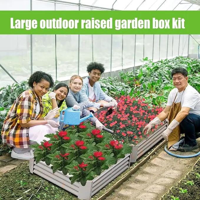 Raised Garden Bed Outdoor Aluminum Planter Box Kit for Vegetables Flower Herb, 2 Sets, 38x38x12 in by GreenHaven Gardens
