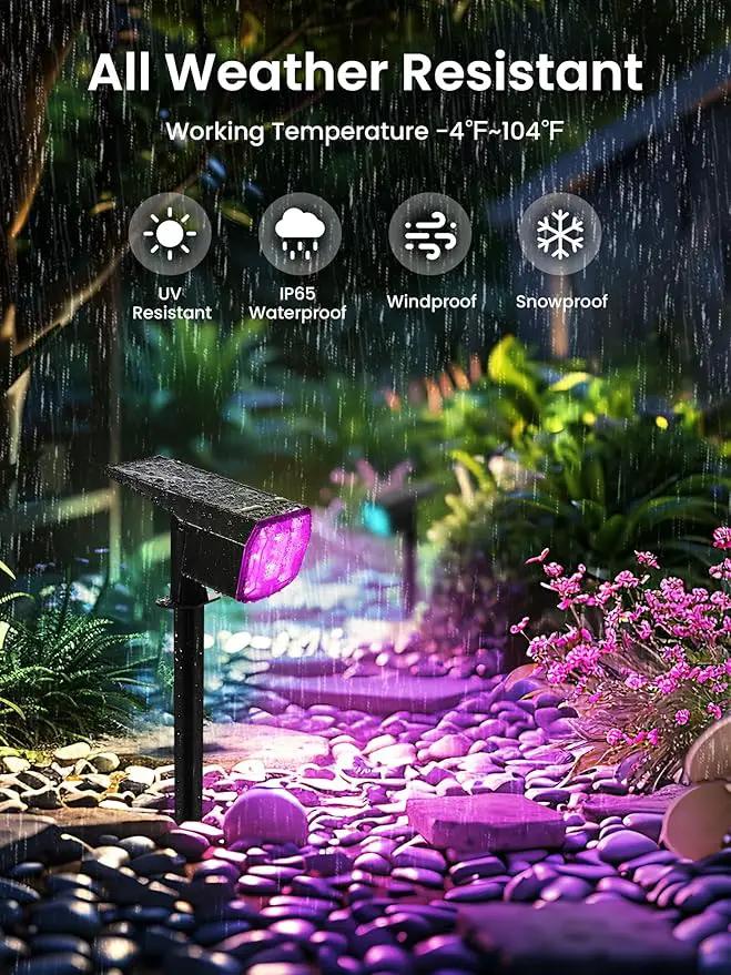 Solar Spot Lights Outdoor, 9 Lighting Modes RGB, Solar Lights Outdoor Waterproof IP65, 63 LED Landscape Spotlights for Holiday Decorations-10 Pack by GreenHaven Gardens
