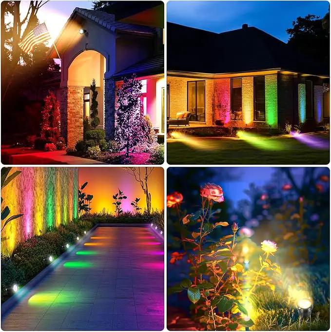 OurLeeme Lawn Flood Light Stake, 2-in-1 Waterproof Outdoor Remote controlle Landscape Lighting Spotlight Wall Light for Yard Garden Driveway Pathway Pool (4 Pack) by GreenHaven Gardens