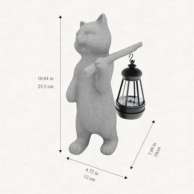 Solar Powered Garden Resin Statue Lights, 10 Inch Waterproof Outdoor Animal Cute Cat Figurine Lights, Suitable for Patios, Balconies, Lawns, Courtyards, Etc. (Walking01) by GreenHaven Gardens