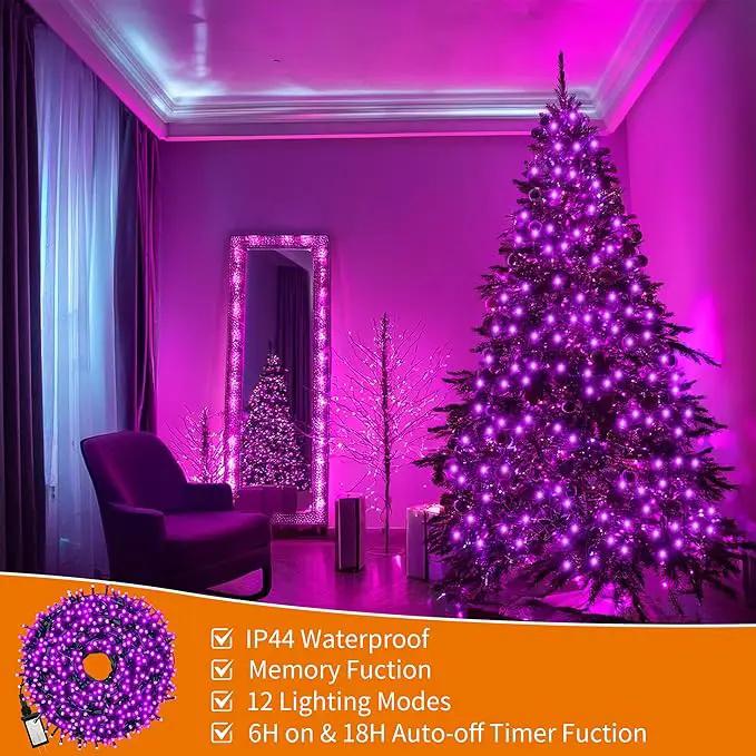 Christmas Light 1000 LEDs 336ft Green Cable Wire Fairy String Tree Twinkle Lights IP44 Waterproof 12 Modes for Christmas Party, Halloween, Outdoor, Garden, Wedding, Home Decoration (Purple) by GreenHaven Gardens