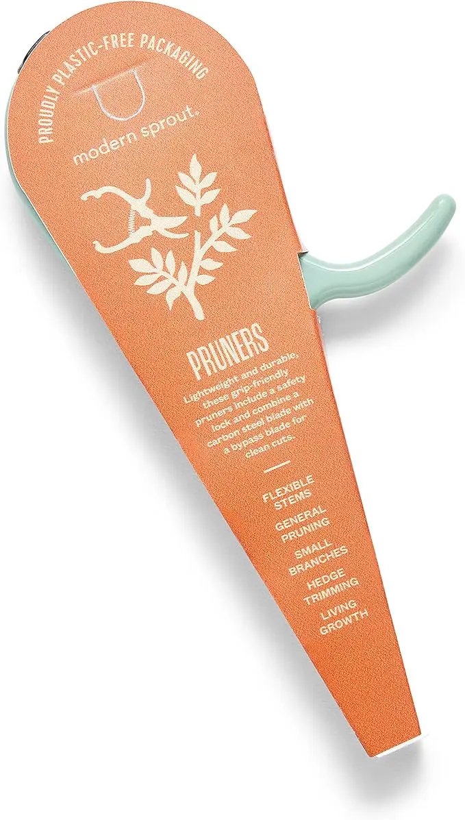 Modern Sprout Hand Pruners - Lightweight Pruning Shears W/Easy Lock- Gardening Scissors - Bypass Sharp Carbon Steel Blade - Rust Resistant - Garden Tools - Reusable Holster - Green by GreenHaven Gardens