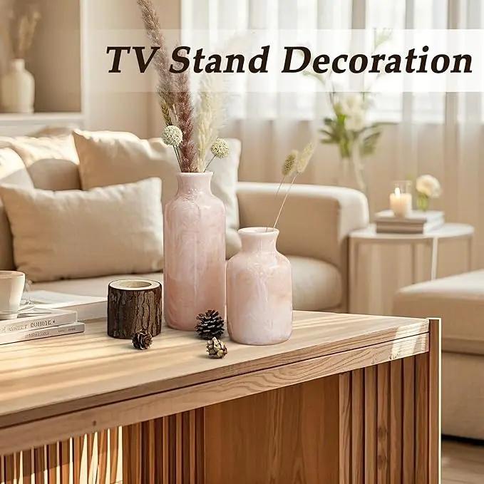Resin 3 Piece Vase Set, Farmhouse Decor, Home Decorative Vase, Vases for Your Kitchen, Bedroom, Office, Living Room, Bathroom, & Shelf Centerpiece Table Decorations, Pink by GreenHaven Gardens
