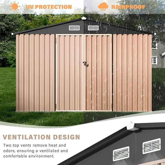 10x12 FT Metal Storage Sheds Outdoor, Metal Yard Sheds Garden Shed Kit, Tool Shed with Lockable Door, Utility Sheds Buildings with Air Vent for Backyard Garden Patio Lawn by GreenHaven Gardens