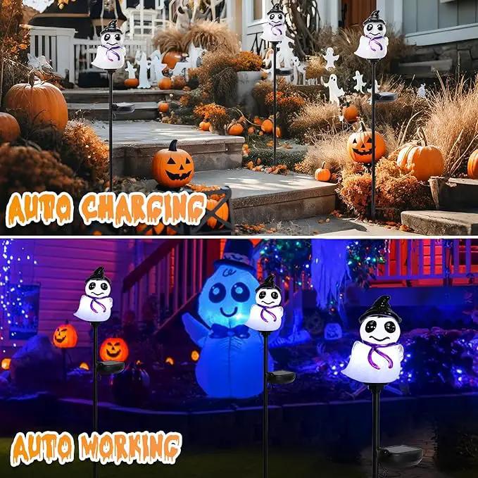 Afirst Halloween Ghosts Pathway Solar Lights Handblown Glass Waterproof Outdoor Halloween Decoration Solar LED Outdoor Décor Front Porch Decor 2 Pack by GreenHaven Gardens