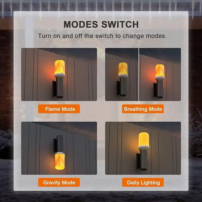 Hompavo 【Upgraded】 LED Flame Light Bulbs, 4 Modes Flickering Light Bulbs with Upside Down Effect, E26/E27 Base Flame Bulb for Halloween, Christmas,Indoor and Outdoor Decoration (White-4 Pack) by GreenHaven Gardens