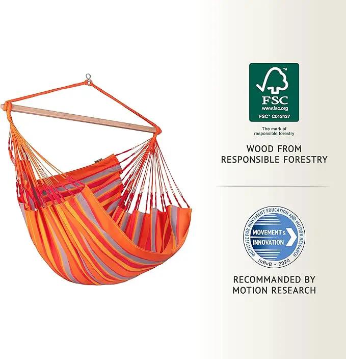 LA SIESTA® - XL King Domingo Hammock Swing Chair - Weather & Tear Resistant Hanging Hammock Chair - Indoor Outdoor Hammock Chair Swing - Hanging Chair for Patio Porch Bedroom - Max 355 Lbs, Toucan by GreenHaven Gardens