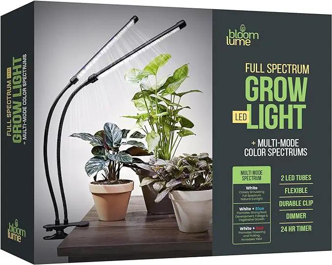 Bloom Lume LED Grow Lights for Indoor Plants Full Spectrum - Features Multi-Mode Color Spectrums, Dimmable, Auto Timer, Clip on Goosneck Plant Lamp by GreenHaven Gardens