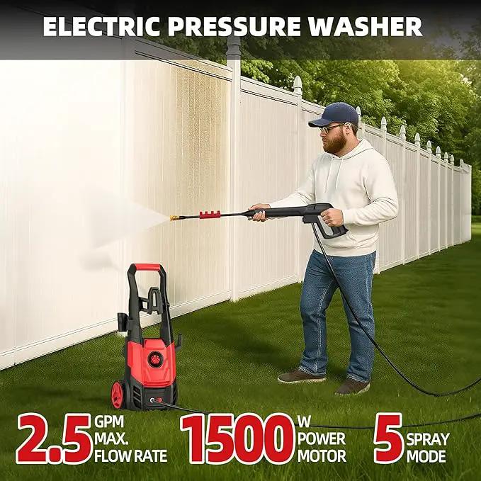 Electric Pressure Washer, 2.5 Max GPM Power Washer with Foam Cannon, Powerwasher with 4 Nozzles, High Pressure Washer for Cars, Driveways, Patios, Decks by GreenHaven Gardens