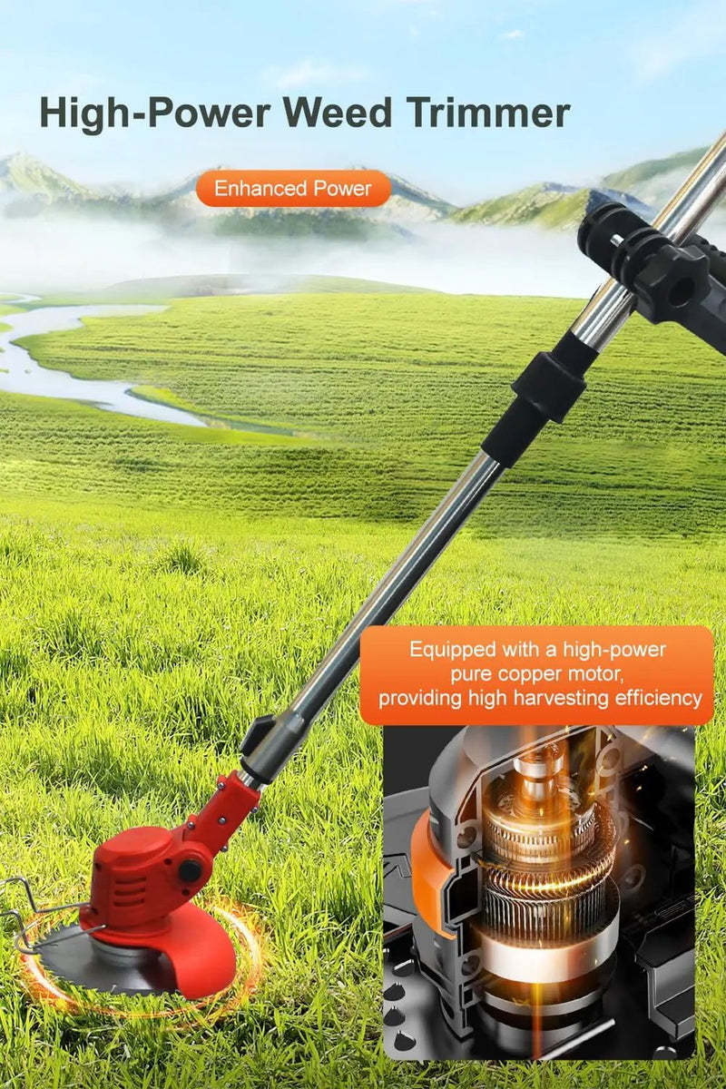 Cordless Weed Wacker,Electric Weed Eater,2 Batteries,Grass Trimmer Cordless,Weed Erimmer Red by GreenHaven Gardens