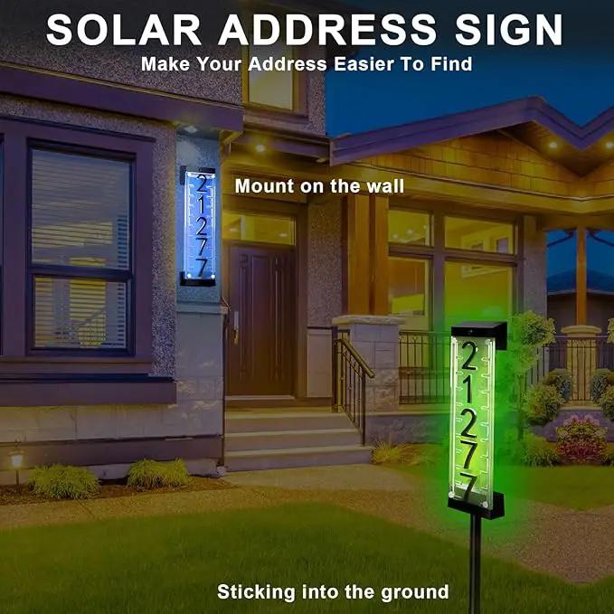 Solar House Number [Upgrade 3D Acrylic Number] Solar Address Sign Increase Brightness, Number Is Bold, Anchor Is Made Of Iron,Solar House Number Sign with Two Lighting Modes and Two Installation (White)(Manual without remote control) (Discoloration) by GreenHaven Gardens