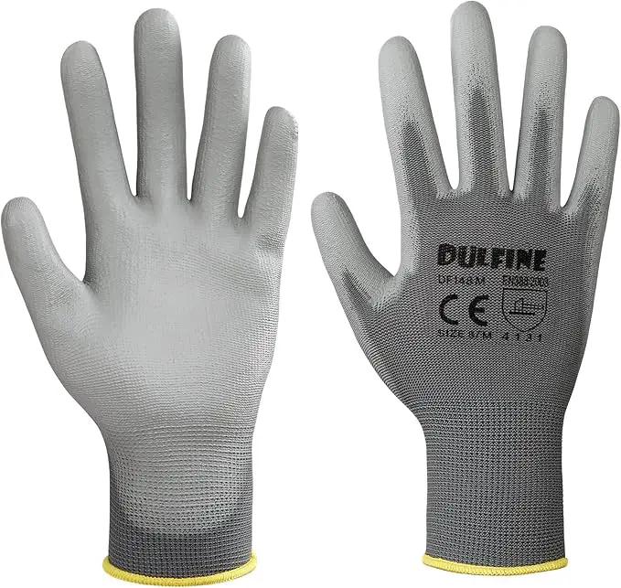 DULFINE Men's Large Grey 60 Pairs Safety Work Gloves with Thin Polyurethane Coating for General Light to Medium Duty Tasks by GreenHaven Gardens