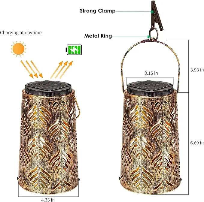 Solar Lantern Outdoor Garden Decor 2 Pack Hanging Solar Lantern Lights, Farmhouse Decor Outdoor Lantern, Waterproof Lantern for Patio, Yard, Table, Pathway Halloween Christmas Day Decor by GreenHaven Gardens