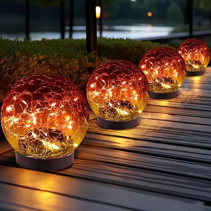 Solar Globe Lights Outdoor Waterproof - Cracked Glass Ball Lights for Garden, Patio, Yard, Lawn and Backyard Decor - Decorative Orbs for Outside by GreenHaven Gardens