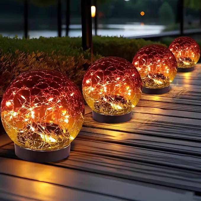Solar Globe Lights Outdoor Waterproof - Cracked Glass Ball Lights for Garden, Patio, Yard, Lawn and Backyard Decor - Decorative Orbs for Outside by GreenHaven Gardens