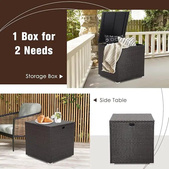 RELAX4LIFE Outdoor Storage Box 72-Gallon - Outside Wicker Storage Bin with Waterproof Zippered Liner, Gas Strut, Package Delivery Boxes for Outside, Accessories, Garden Tools Storage Deck Box by GreenHaven Gardens