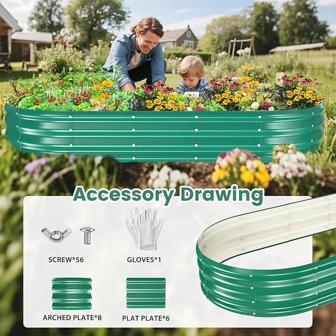 Galvanized Raised Garden Beds for Gardening - 72 x 36 x 12 inch Oval Metal Planter Boxes Above Ground Outdoor for Vegetables,Flowers,Herbs, Garden Container Green (1, 6X3X1FT) by GreenHaven Gardens