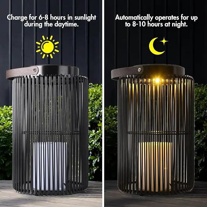 Solar Lanterns for Outdoor Waterproof, ZBLUXBZ Outdoor Table Lamp for Outside Hanging Solar Lights, LED Garden Cordless Lights Perfect for Patio and Pathway Lighting (11-inch Height, Black) by GreenHaven Gardens