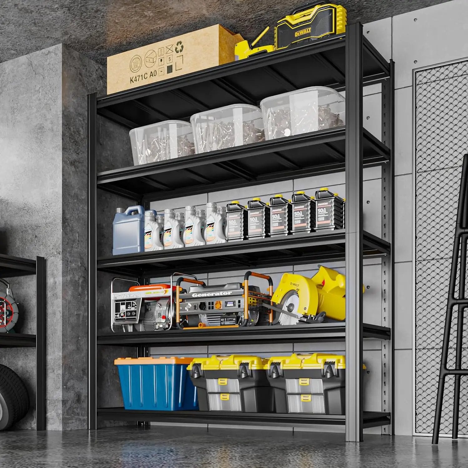 5-Tier 47" W x 24" D x 84" H Garage Shelving 3000LBS Storage Shelves Heavy Duty Metal Shelf Unit Adjustable Basement Industrial Storage Racks by GreenHaven Gardens