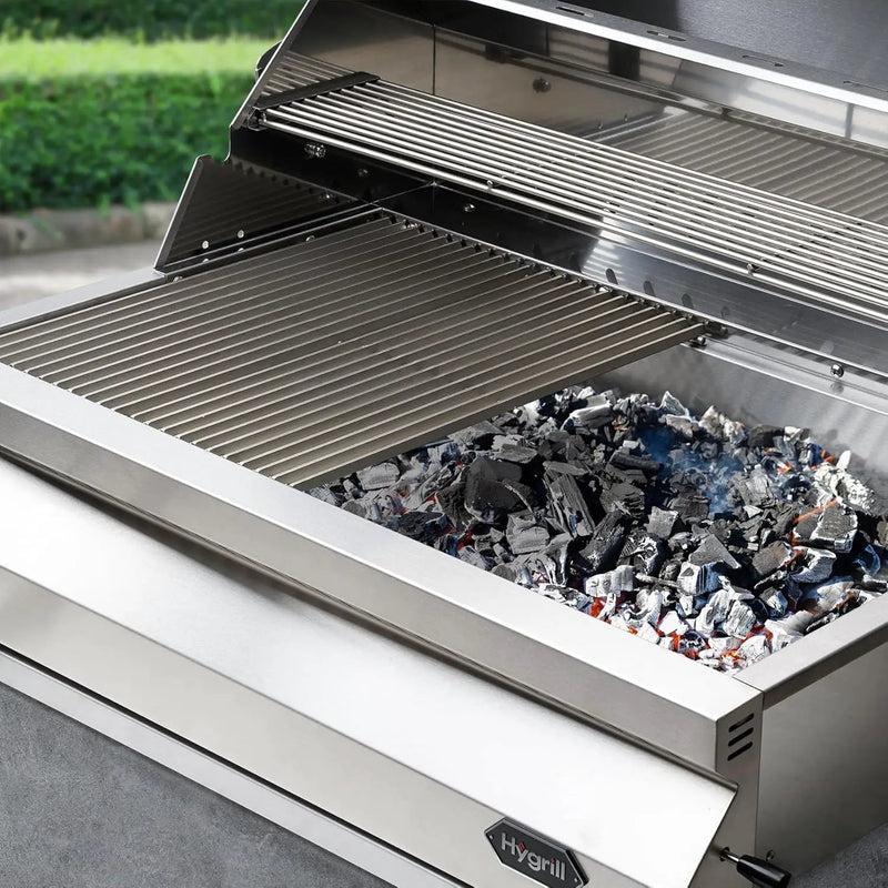 Hygrill Charcoal Grill Head for Outdoor Kitchen, 32-inch Stainless Steel Built-In Grill with Insulated Hood, Temperature Gauge and Fabric Cover by GreenHaven Gardens