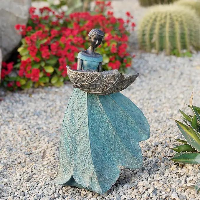DiliComing Fairy Garden Statue Bird Feeder - 12 Inch Fairy Statue for Home Decoration, Resin Outdoor Statues for Garden Decoration, Best Bird Feeder Garden Gift for Women 12 x 7.5 x 5 Inch by GreenHaven Gardens