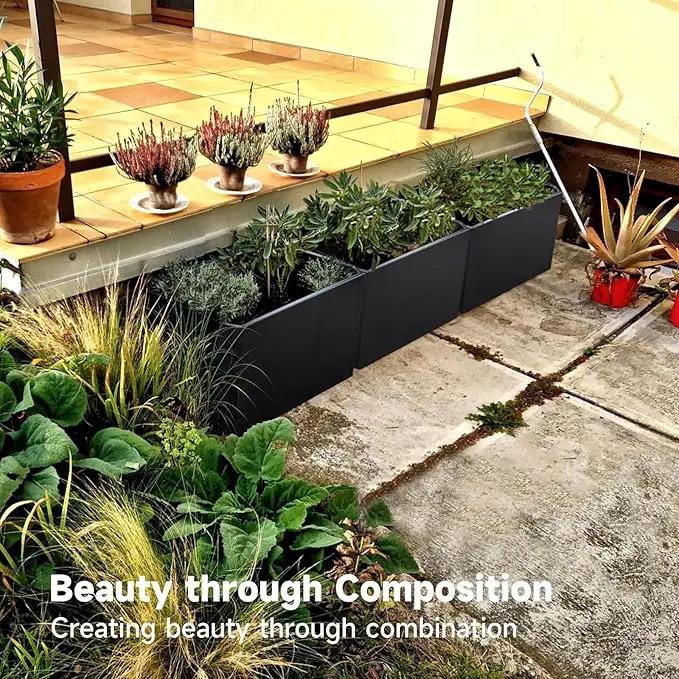 Steel Planter Box-36"x15"x15"-Large Rectangular Planter Indoor or Outdoor Black Matel Planter Box Commercial Residential for Patio Porch Deck Home Backyard by GreenHaven Gardens