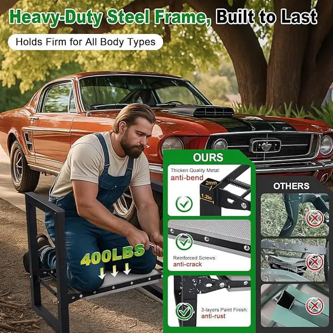Garden Kneeler and Seat Heavy Duty - Anti-Tip Super Stable Multifunctional Gardening Stool Bench,Wide 12.7" Pads,Foldable Ergonomic Handles for Seniors Women Men Pain-Free Weeding,Planting Yard Work by GreenHaven Gardens