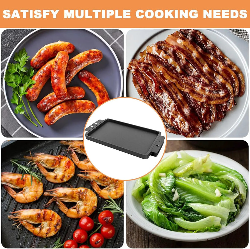 Grill Flat TopGriddle Universal, Cast Iron Griddle for Gas Grill, 17" x 10" Stovetop Griddle, GriddlePan for Stove Top, GrillGriddle for Charcoal/Electric/Gas Grills, Stove, Tailgating, Camping by GreenHaven Gardens