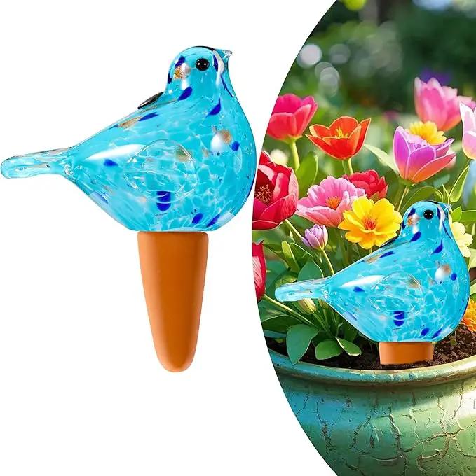 Glass Bird Shaped Plant Watering Ball Glass Automatic Watering Ball Flower Pot Insertion Spike Drip Irrigation Device Watering Ball Irrigation System Plant Enthusiast Gift (Light Blue) by GreenHaven Gardens