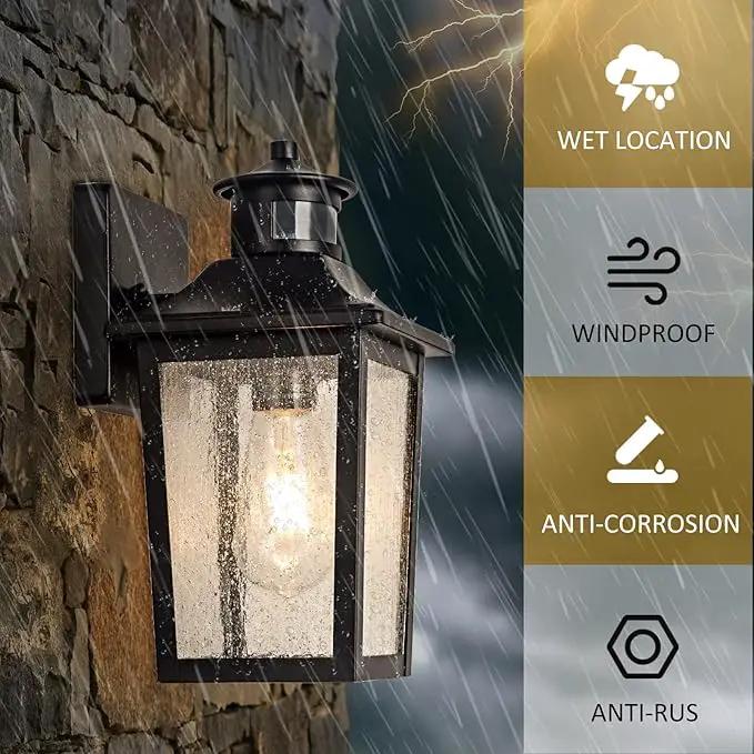 2 Packs Motion Sensor Outdoor Wall Lights - Black Dusk to Dawn Outdoor Lighting, LED Waterproof Exterior Garage Light Fixture, Modern Porch Light Outside Wall Mount for Front Door, House, Anti-Rust by GreenHaven Gardens