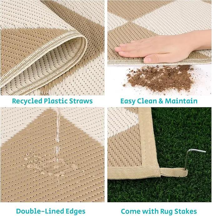 HEBE Outdoor Rug Waterproof 9x12, Plastic Straw Rug Camping Rug, Reversible Outdoor Patio Rugs RV Mat Clearance, Indoor Outside Floor Carpet for Porch,Deck,Camper,Balcony,Backyard by GreenHaven Gardens