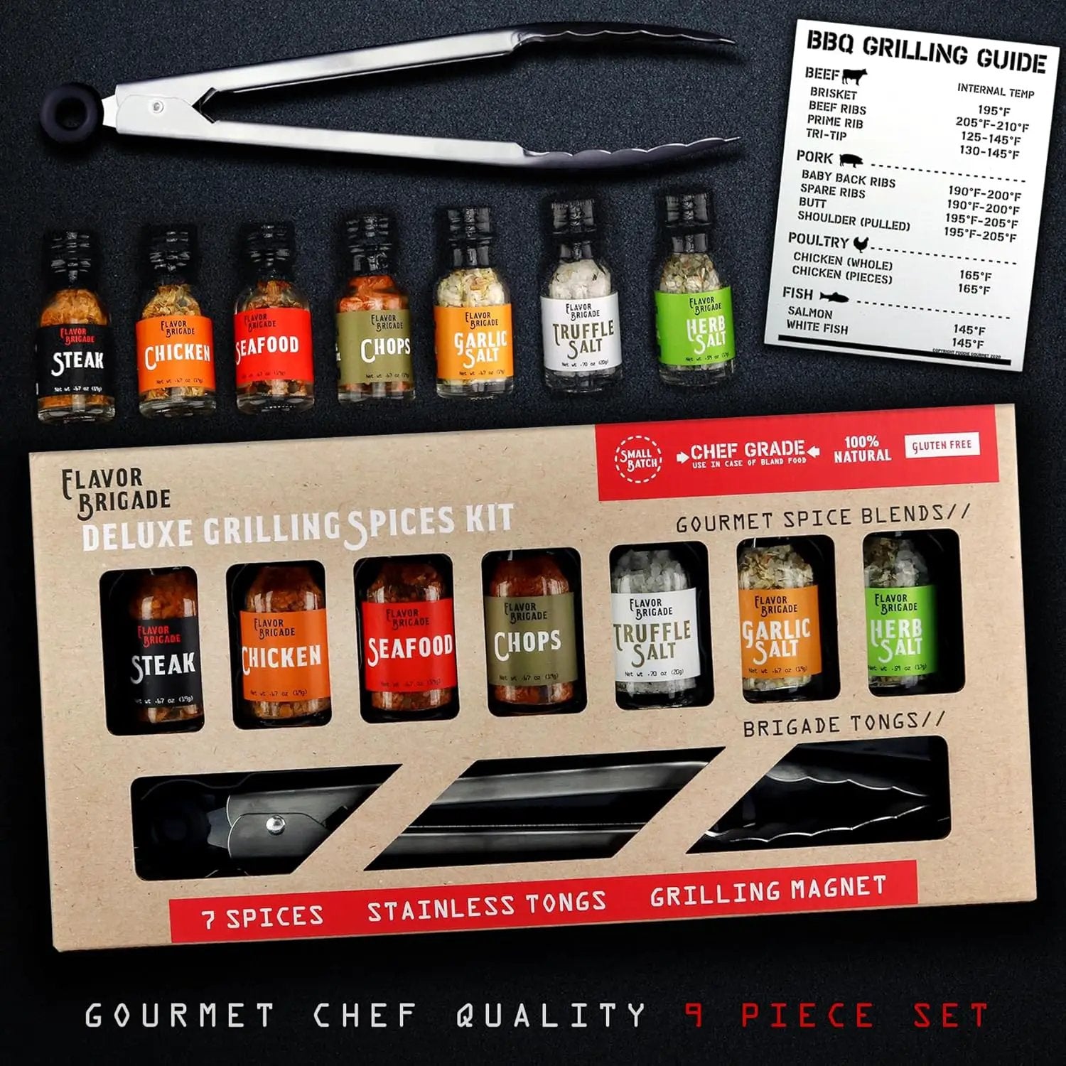 Deluxe Grilling Gift for Men - BBQ Accessories - Gourmet Spice Blends & Seasonings, Tongs, BBQ Magnet, Meat Rubs, Unique Gift for Dad, Son, Brother, Father in Law, Cooking Chefs, Guys, 17 Piece Set by GreenHaven Gardens