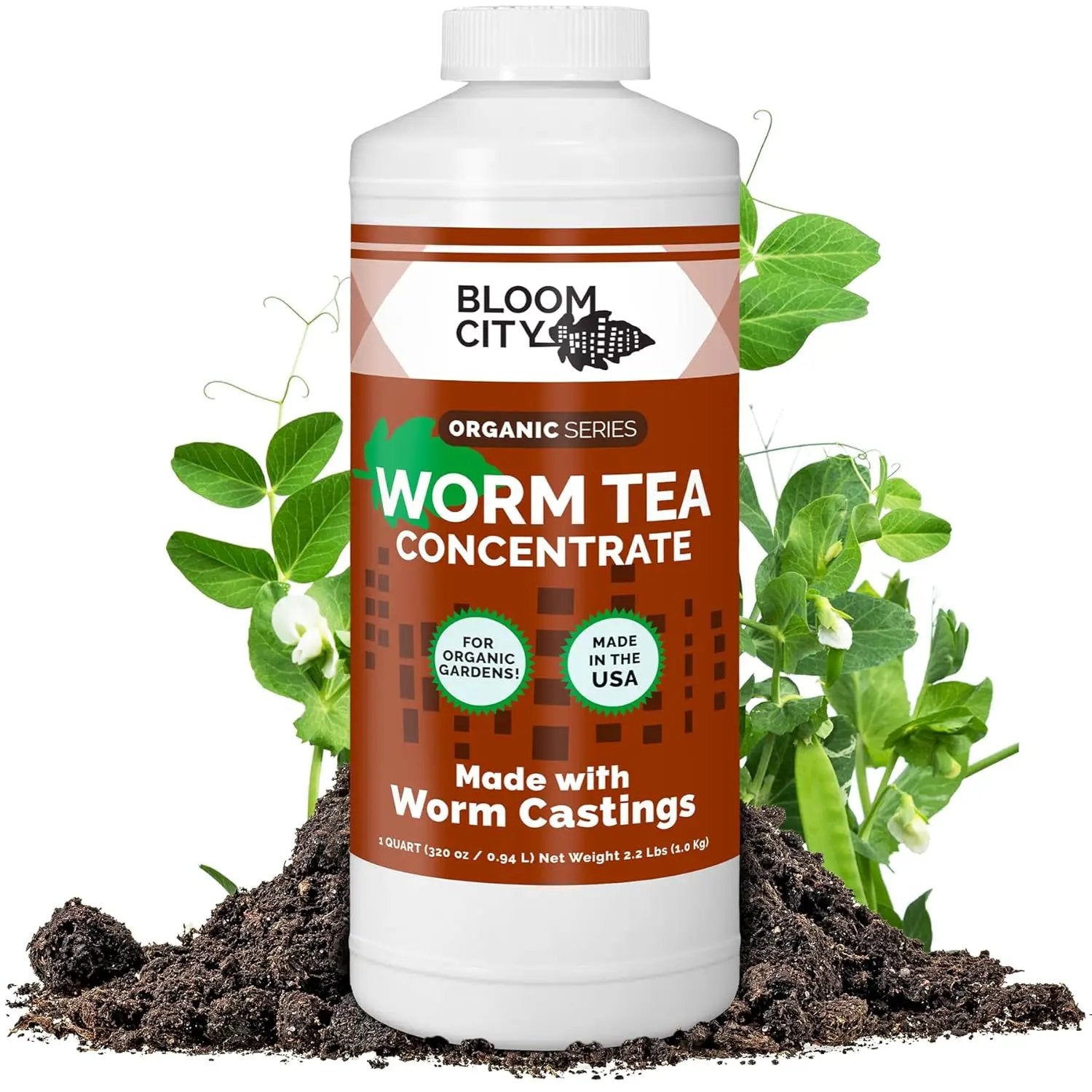 Organic Earthworm Tea Concentrate and Compost and Bokashi Booster by Bloom City, Quart (32 oz) by GreenHaven Gardens
