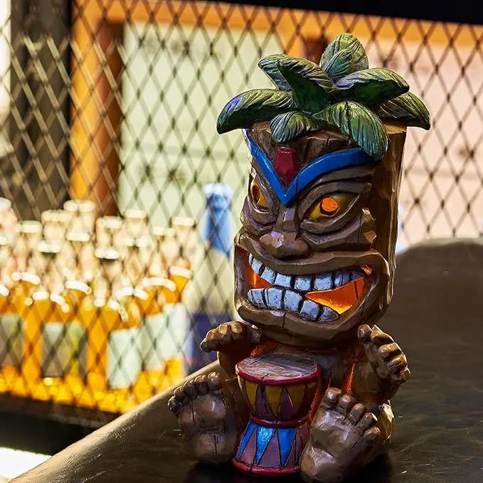Outdoor Tiki Statue Decoration-Solar Power Light Tiki Garden Statues-Tiki Bar Decor Totem Pole Waterproof Figurines for Garden,Patio,Balcony,Yard,Lawn Ornament,10.43 Inch Tall by GreenHaven Gardens