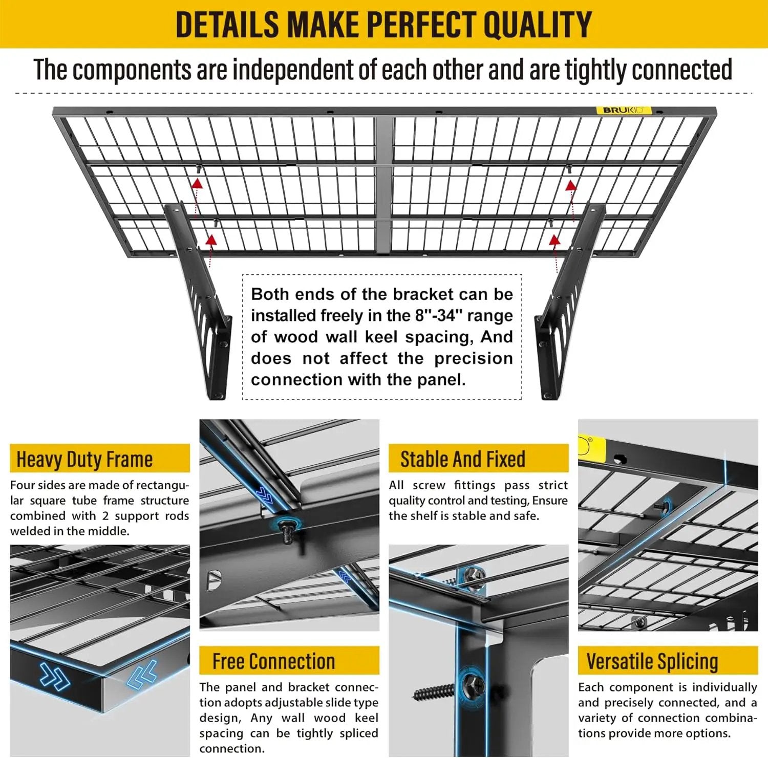 2x3ft Adjustable Rail Wall Garage Storage Shelf, Tool Room, Supermarket Wall Storage Shelving Rack (1 Pack-Black) by GreenHaven Gardens