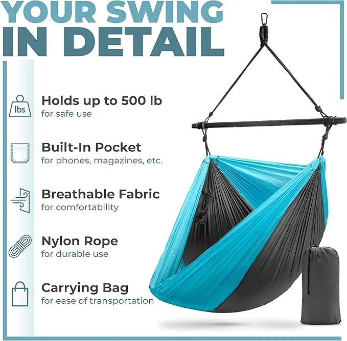 Sorbus Hanging Hammock Chair - Tree Pod Sensory Swing - Outdoor Camping Cacoon Chair - Collapsible and Lightweight Swings - Swinging Rocker Chairs for Camp, Travel, Hiking, Tent, Porch (500 lb Max) by GreenHaven Gardens