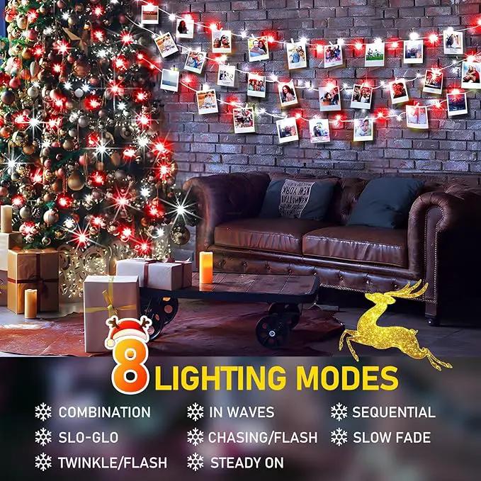KNONEW 197FT 500 LED Christmas Lights Outdoor String Lights 8 Modes & Memory Fairy Light Plug in Waterproof LED String Lights for Xmas Yard Tree Wedding Party Holiday Decorations (Red and White) by GreenHaven Gardens