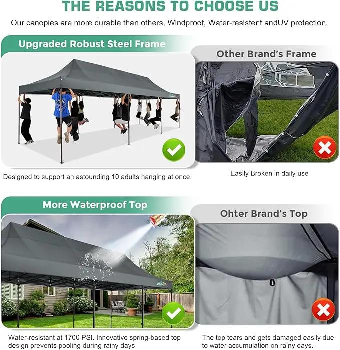 COBIZI 10x30 Pop Up Canopy Tent Heavy Duty with 8 Removable Sidewalls, Commercial Portable Tents for Parties Ez Up Canopy All-Weather Windproof & Waterproof and UPF 80+ Wedding Tent Sun Shelter by GreenHaven Gardens