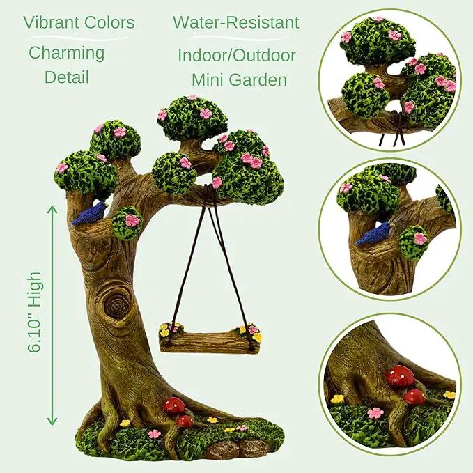Fairy Garden Accessories Outdoor - Fairy Garden Kit with Fairies for Fairy Garden - Miniatures for an Outdoor Garden, a Fairy Tree Swing, Figurines & Puppy by GreenHaven Gardens