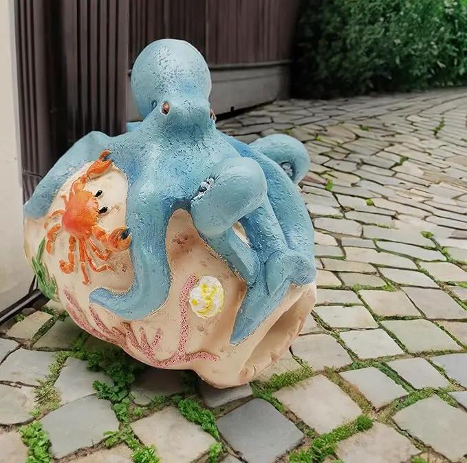 Octopus Statues Gutter Downspout Extension Statues Garden Decoration,Resin Statue Outdoor Decor,Animal Downspout Diverter,Decorative Gutter Extension,3"×4" Downspout Extender Diverter Splash Block by GreenHaven Gardens
