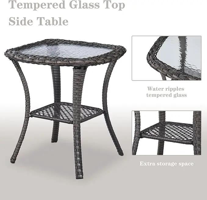 Patio Furniture Set Swivel Rcoker - 3 Pieces Outdoor Glider Rocking Chairs with Small Side Table, Wicker Chair Sets for Porch, Balcony and Garden by GreenHaven Gardens