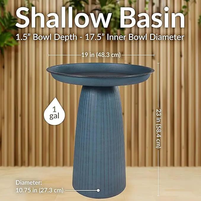 Sunnydaze Gleeful Garden Metal Bird Bath for Outdoors - Large Decorative Iron Birdbath - 23-Inch - Matte Blue by GreenHaven Gardens