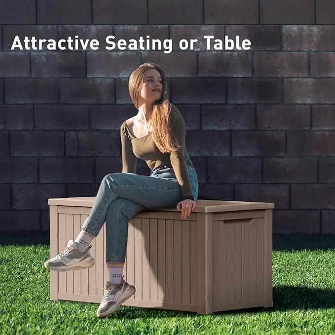 DRATO 180 Gallon Deck Box, Waterproof Resin Large Outdoor Storgae Box for Patio Furniture, Patio Cushions, Gardening Tools, Pool and Sports Supplies, Lockable by GreenHaven Gardens